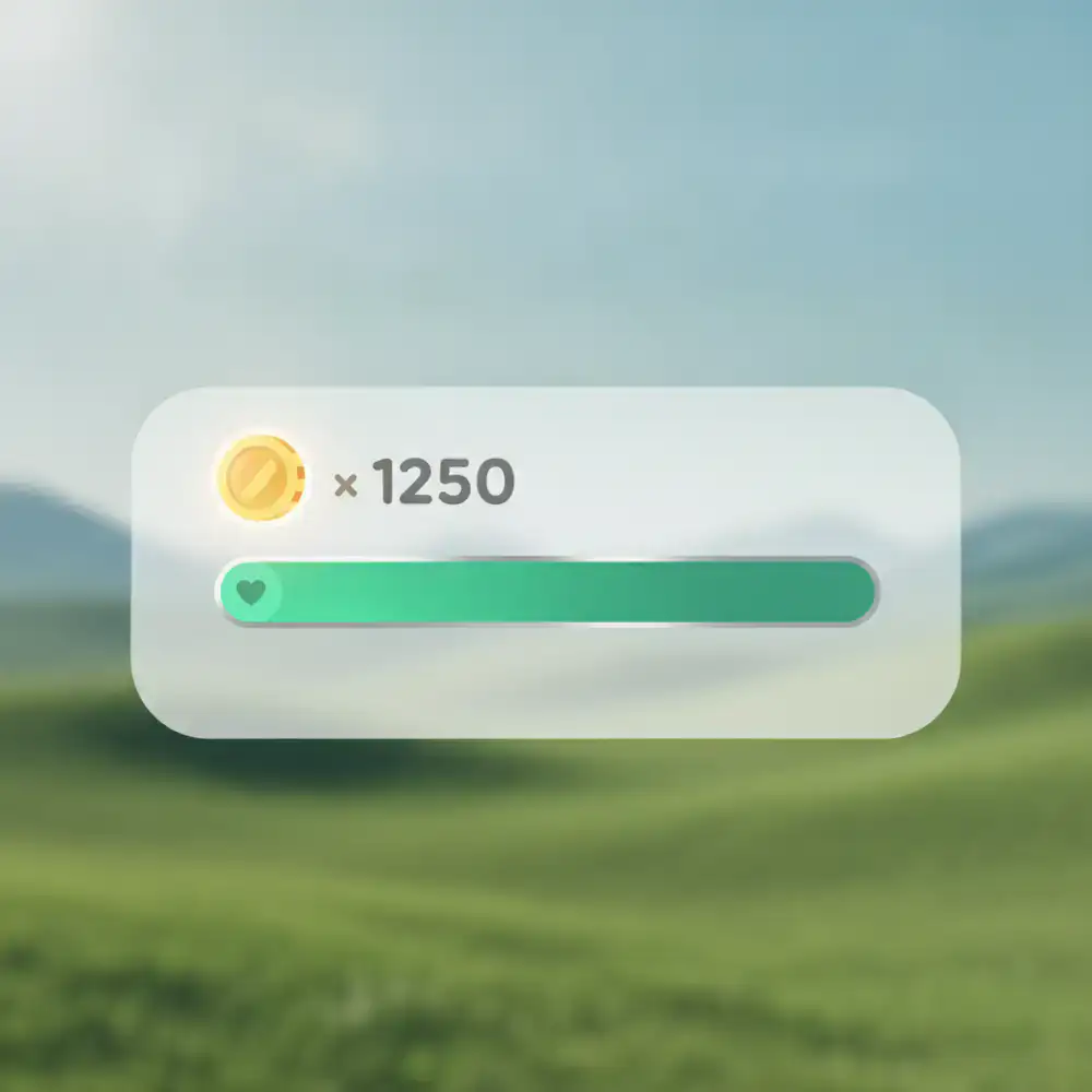 Exemplo de interface limpa com contador de moedas e barra de vida