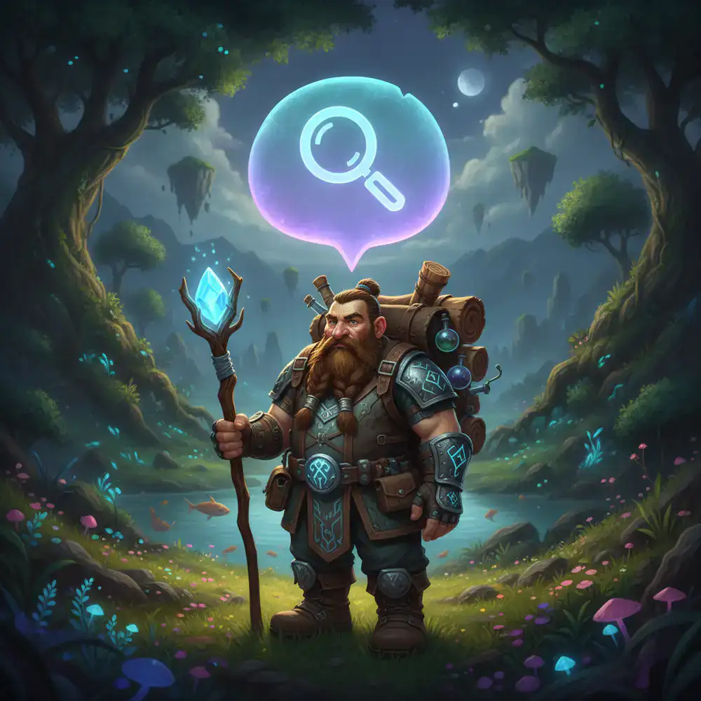 Personagem NPC do jogo com um balão de diálogo